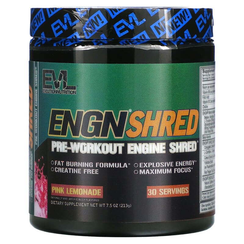 EVLution Nutrition ENGN Shred Pre-Workout Shred Engine Pink Lemonade 7.5 oz (213 g) 818901020382