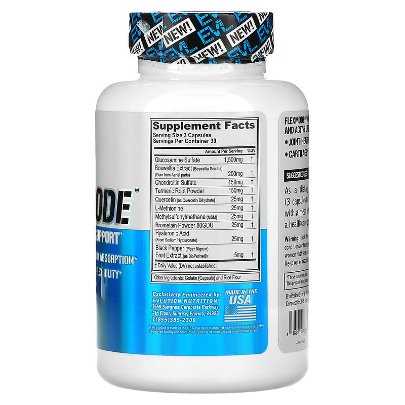 EVLution Nutrition, FlexMode, Advanced Joint Support, 90 Capsules 818901020665