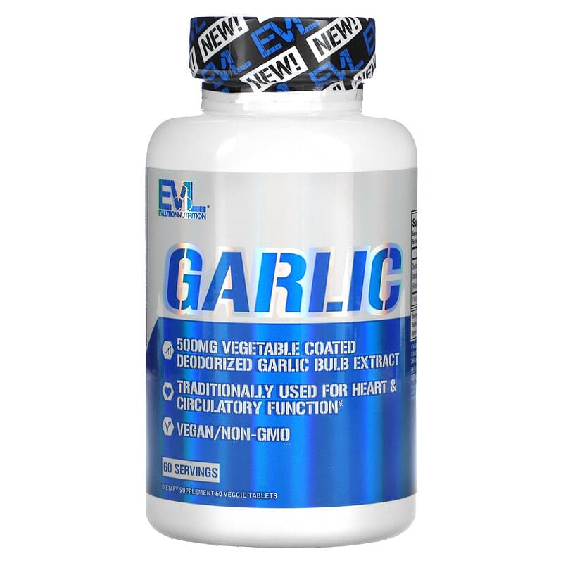 EVLution Nutrition Garlic  500 mg 60 Veggie Capsules 818901027091