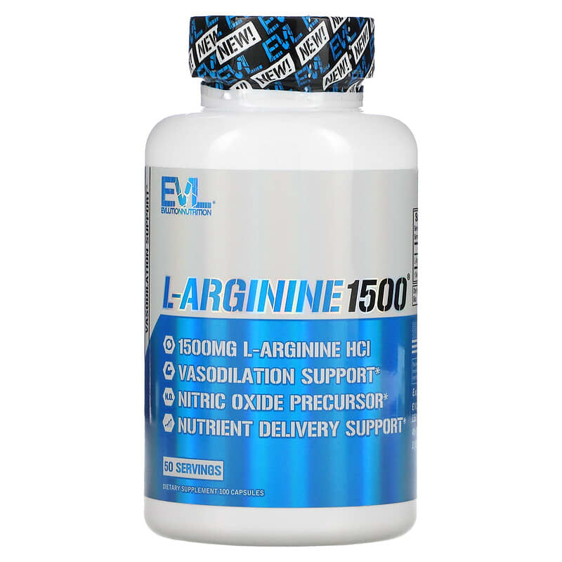 EVLution Nutrition L-Arginine1500 100 Capsules 818901021679