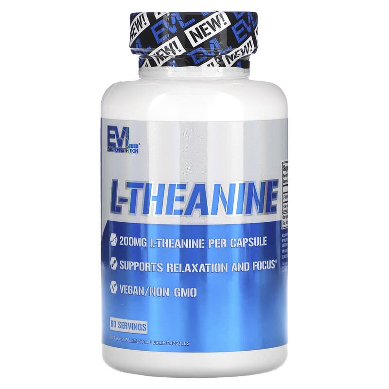 EVLution Nutrition L-Theanine 200 mg 60 Veggie Capsules 818901027411