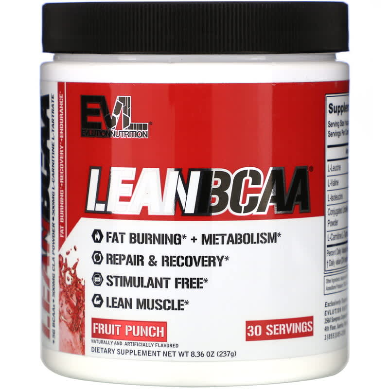 EVLution Nutrition LEANBCAA Fruit Punch 8.36 oz (237 g) 682055551128