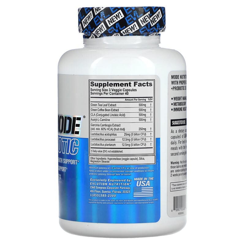 EVLution Nutrition, LeanMode + Probiotic, 120 Veggie Capsules 818901023284