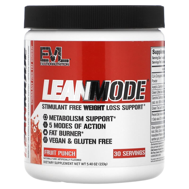 EVLution Nutrition LeanMode Stimulant Free Weight Loss Support Fruit Punch 5.40 oz (153 g) 685450088039