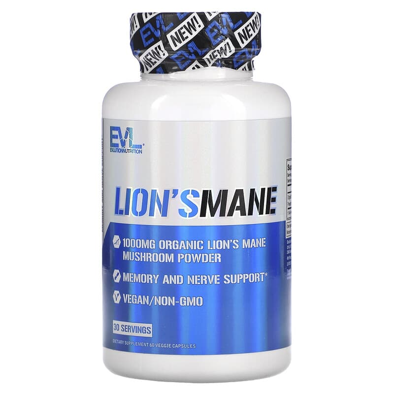 EVLution Nutrition Lion's Mane 60 Veggie Capsules 818901027398