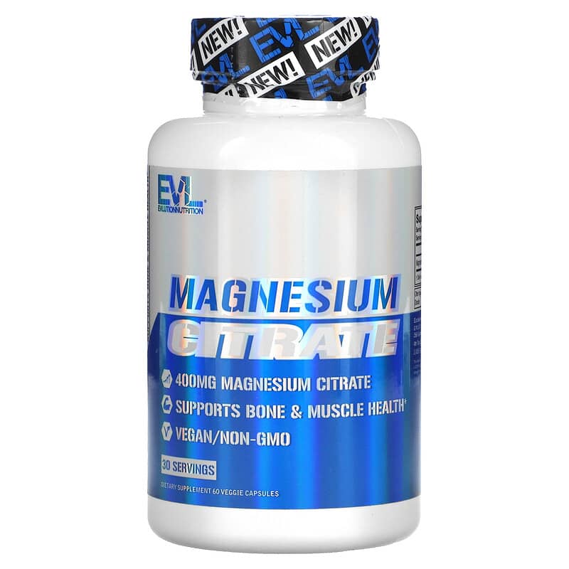 EVLution Nutrition Magnesium Citrate 60 Veggie Capsules 818901027084