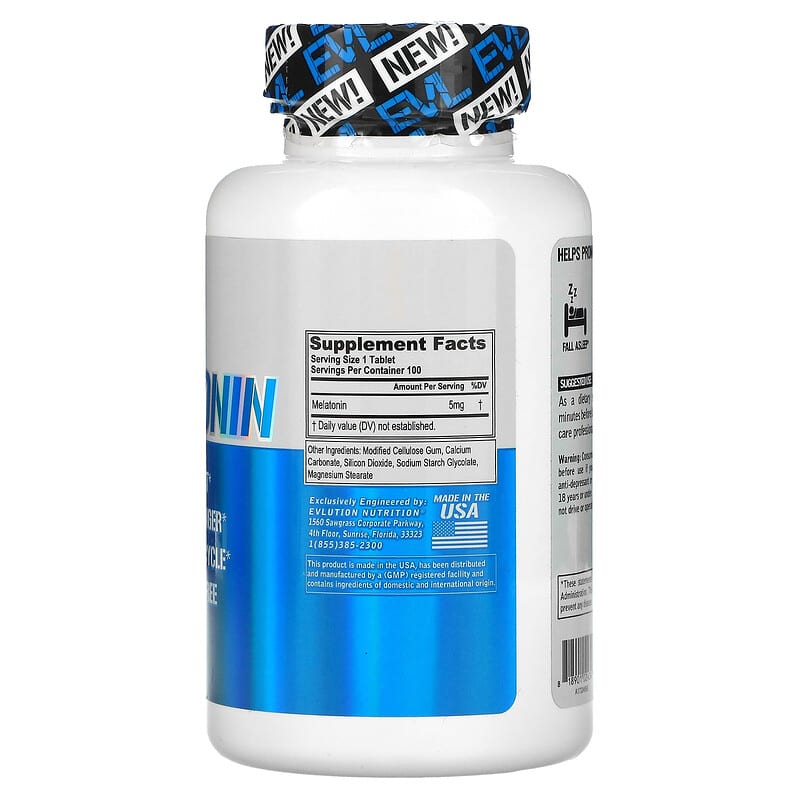 EVLution Nutrition, Melatonin, 100 Tablets 818901024342