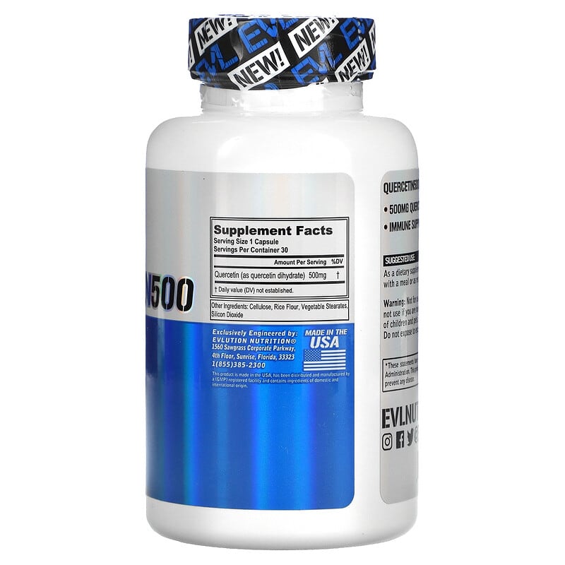 EVLution Nutrition, Quercetin 500, 500 mg, 30 Veggie Capsules 818901027077