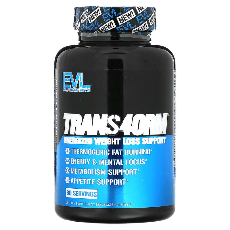 EVLution Nutrition Trans4orm Energized Weight Loss Support 120 Veggie Capsules 682055551616