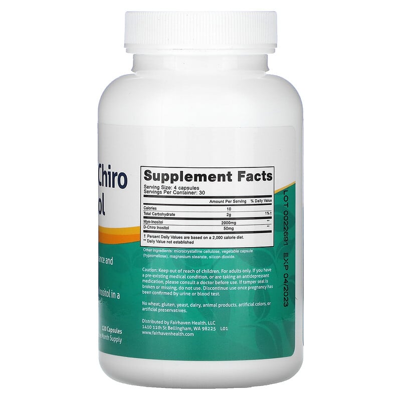 Fairhaven Health, Myo + D-Chiro Inositol, 120 Capsules 896593002275