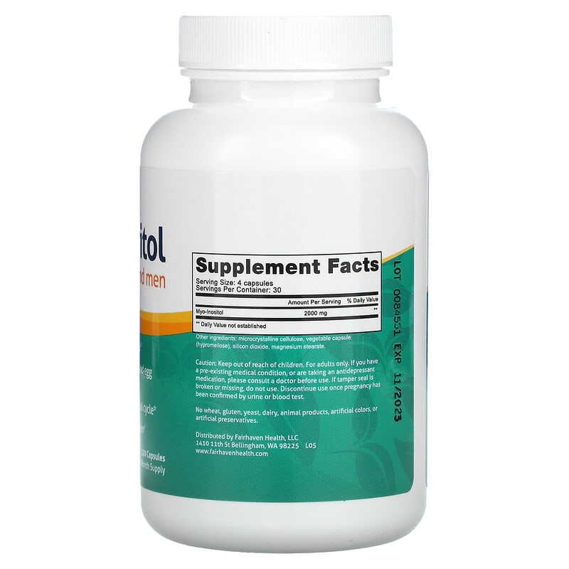 Fairhaven Health, Myo-Inositol, For Women and Men, 120 Capsules 895749000752