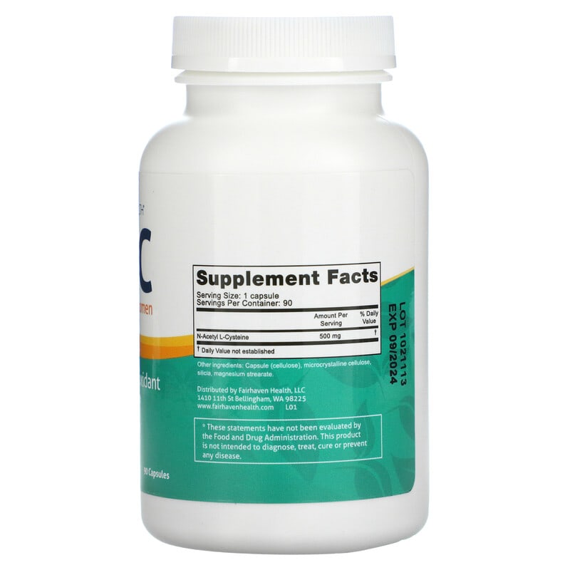 Fairhaven Health, NAC for Men and Women, 500 mg, 90 Capsules 896593002299