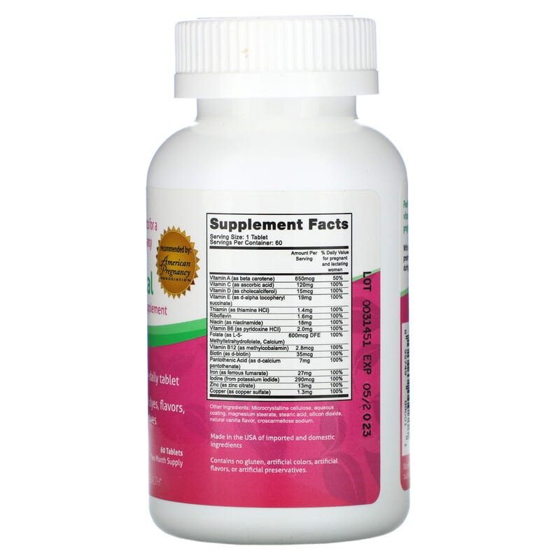 Fairhaven Health, Peapod, Prenatal Multivitamin Supplement, 60 Tablets 895749000011