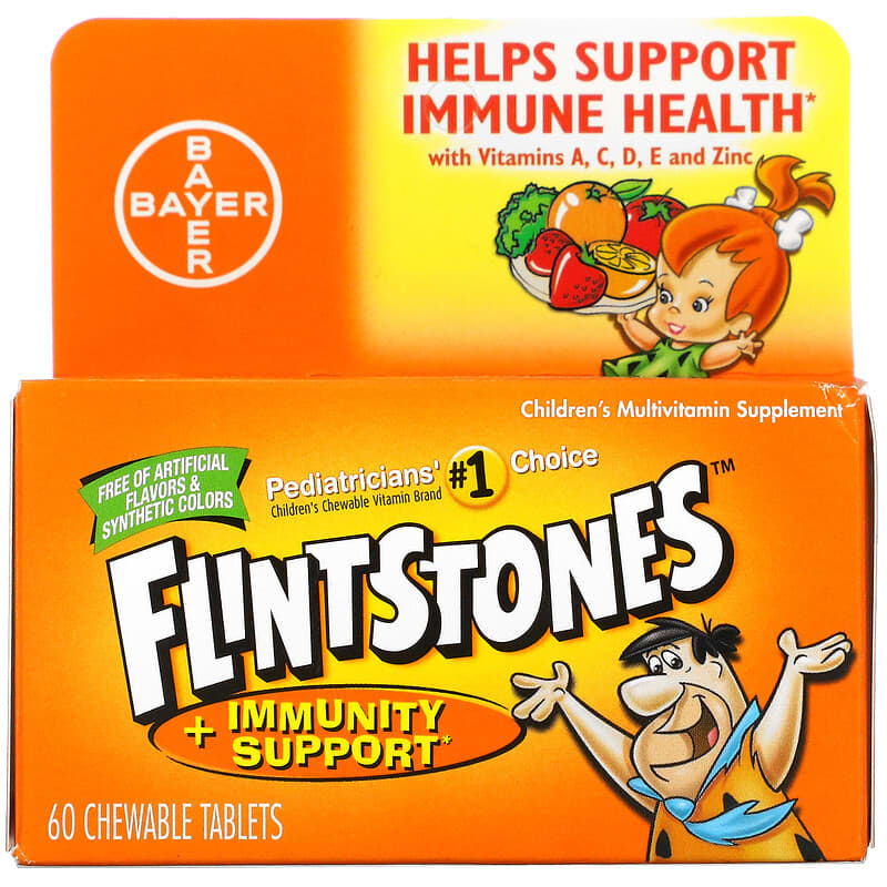 Flintstones Children's Multivitamin Supplement + Immunity Support Fruit 60 Chewable Tablets 16500086192