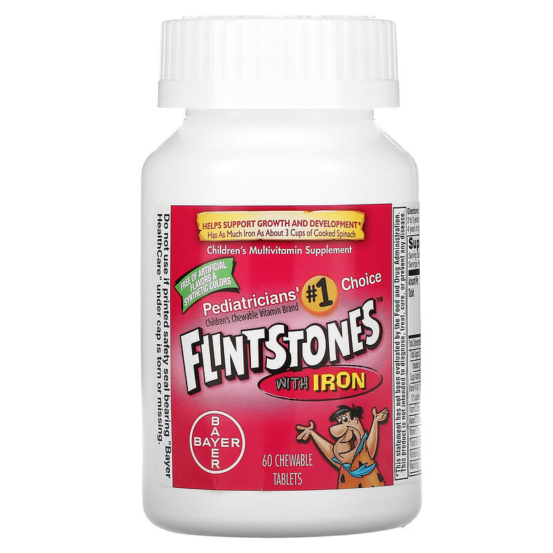 Flintstones, Children's Multivitamin with Iron, Fruit Flavors, 60 Chewable Tablets 16500079095