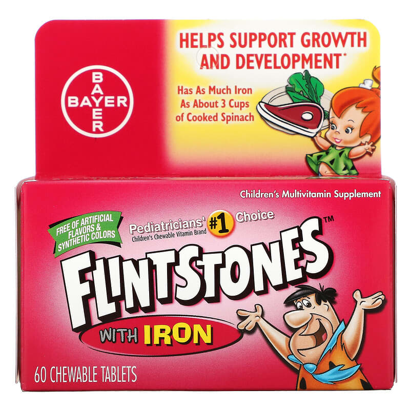 Flintstones Children's Multivitamin with Iron Fruit Flavors 60 Chewable Tablets 16500079095