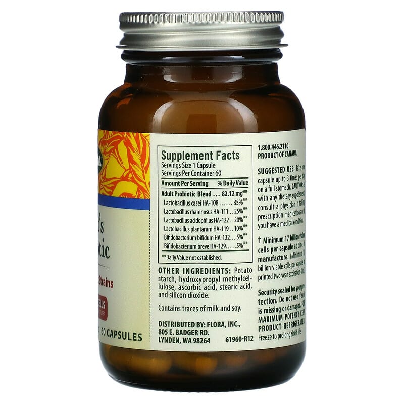 Flora, Adult's Probiotic, 17 Billion Cells, 60 Capsules 61998619605
