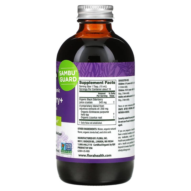 Flora, Certified Organic Elderberry+ with Echinacea, Immune Support,  8.5 fl oz (250 ml) 61998628041