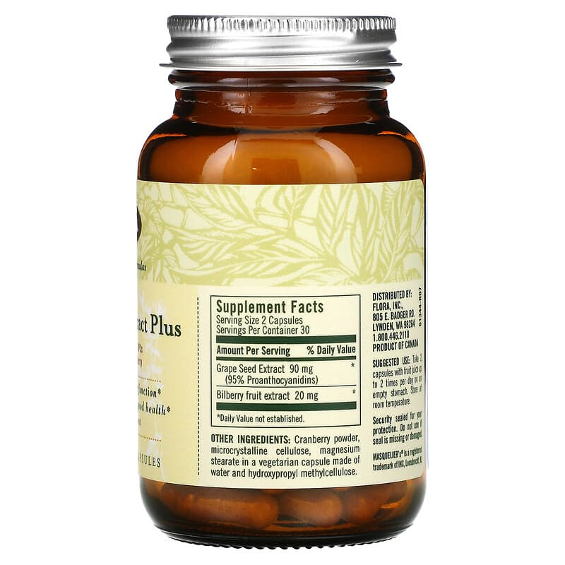 Flora, Grape Seed Extract Plus, 60 Vegetarian Capsules 61998613443