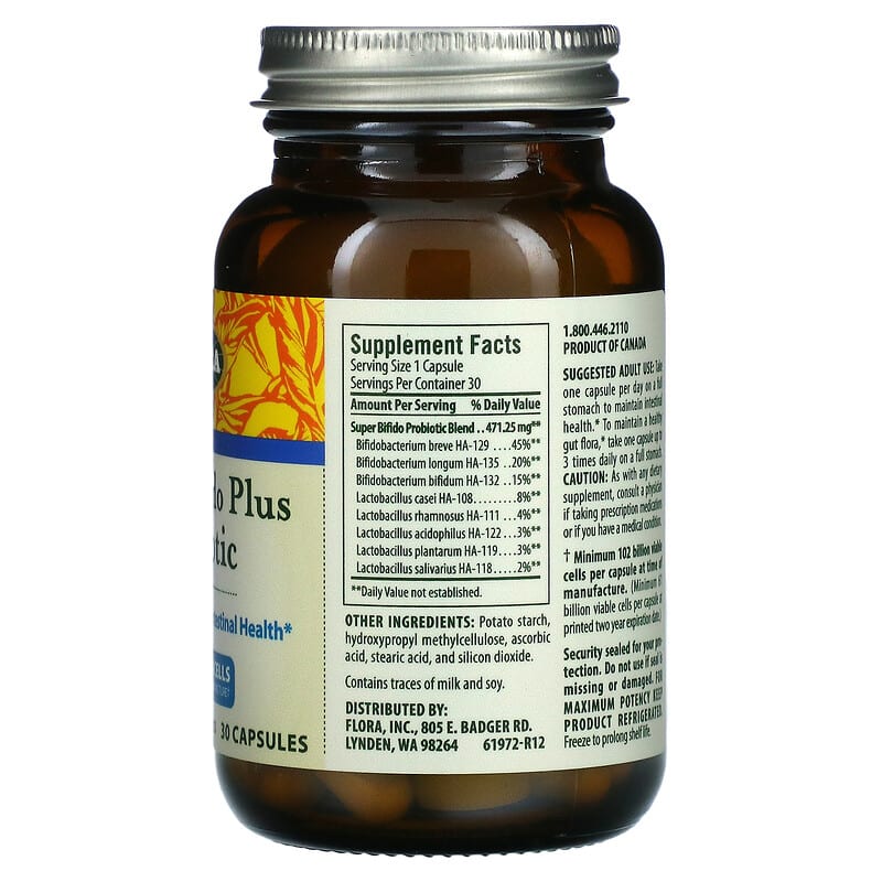 Flora, Super Bifido Plus Probiotic, 102 Billion Cells, 30 Capsules 61998619728
