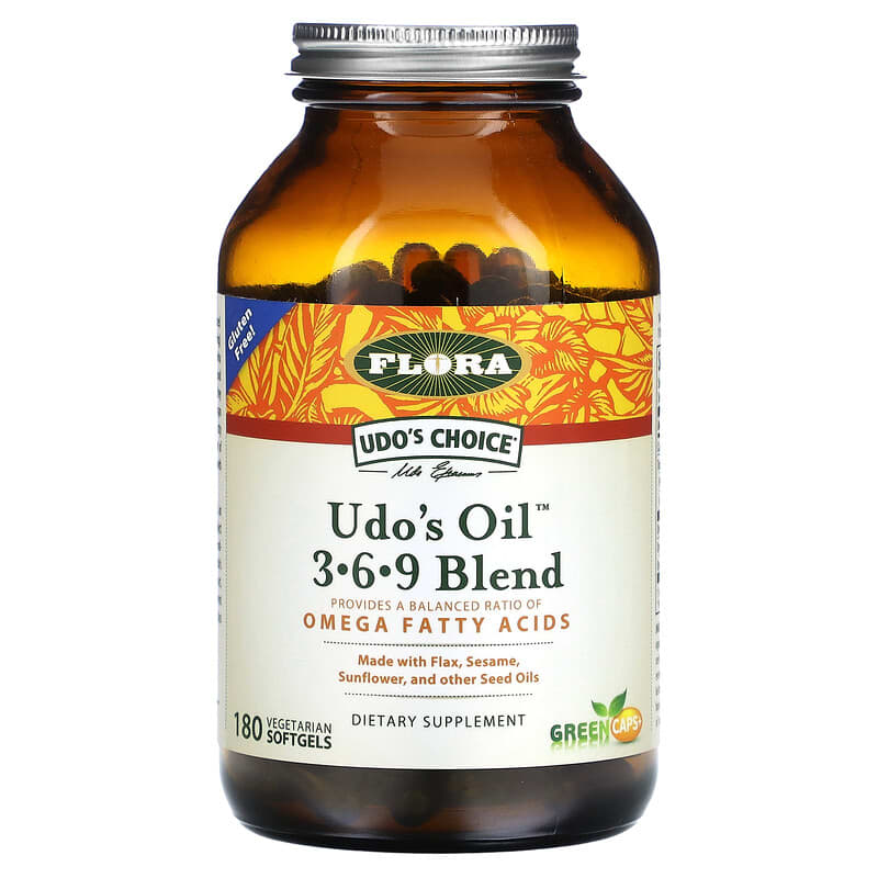 Flora Udo's Choice Udo's Oil 3-6-9 Blend 180 Vegetarian Softgels 61998615829