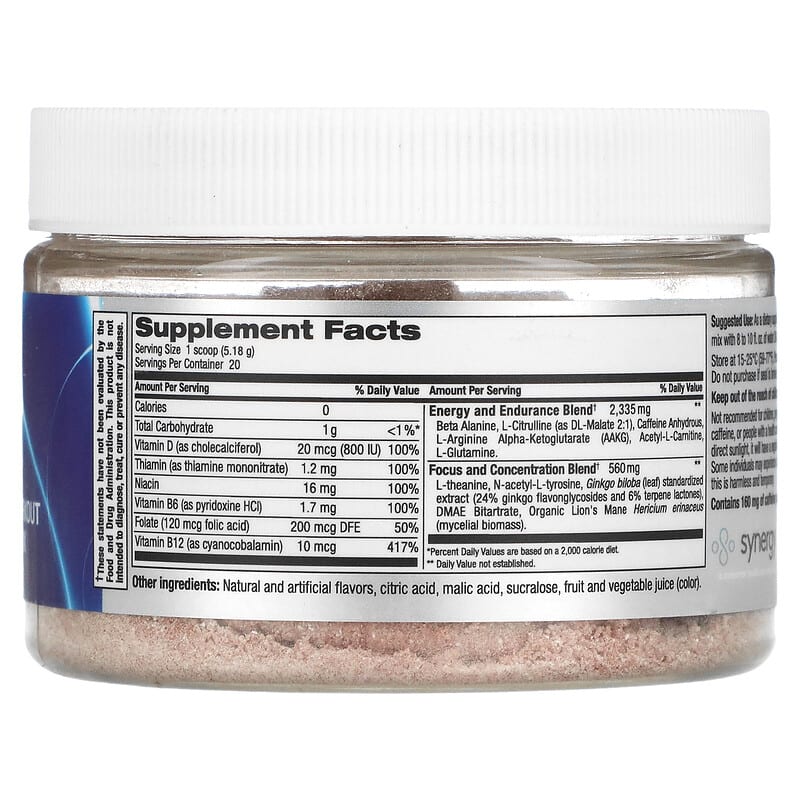 Focus Factor, Sports Nootropic, Pre-workout Drink Mix, Fruit Punch, 3.65 oz (103.6 g) 811909033699