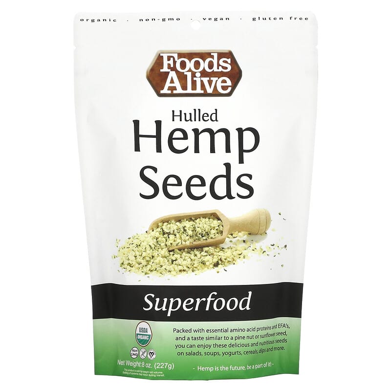 Foods Alive Superfood Organic Hulled Hemp Seeds 8 oz (227 g) 891551000386