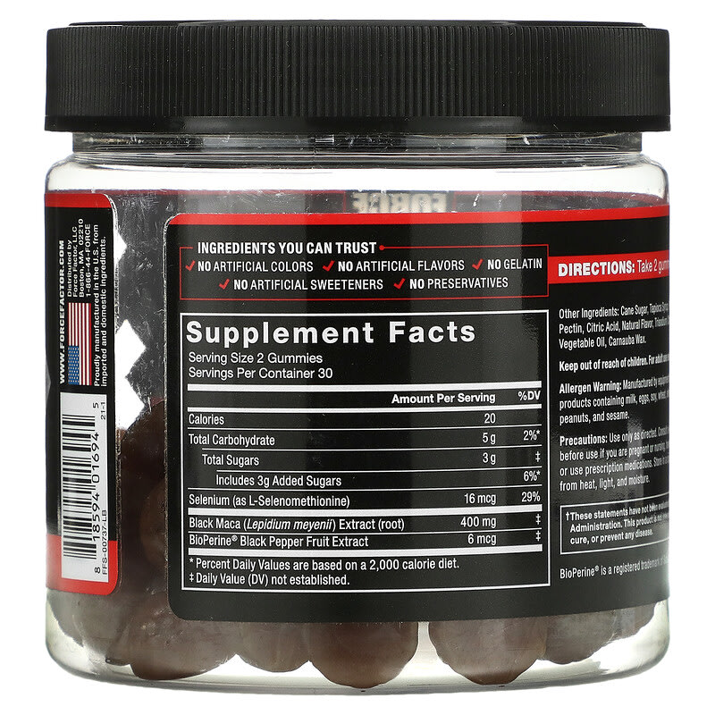 Force Factor, Fundamentals, Black Maca, Passion Berry, 60 Gummies 818594016945
