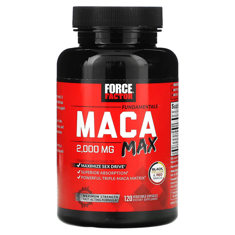 Force Factor, Fundamentals, Maca Max, 500 mg, 120 Vegetable Capsules 818594018451