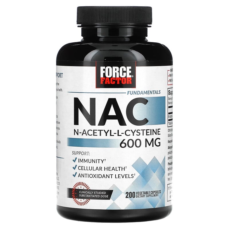 Force Factor, Fundamentals, NAC, N-Acetyl-L-Cysteine, 600 mg, 200 Vegetable Capsules 818594018574