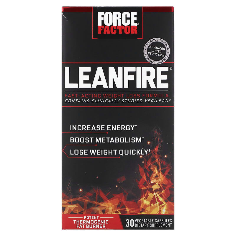 Force Factor LeanFire Fast-Acting Weight Loss Formula 30 Vegetable Capsules 818594016976