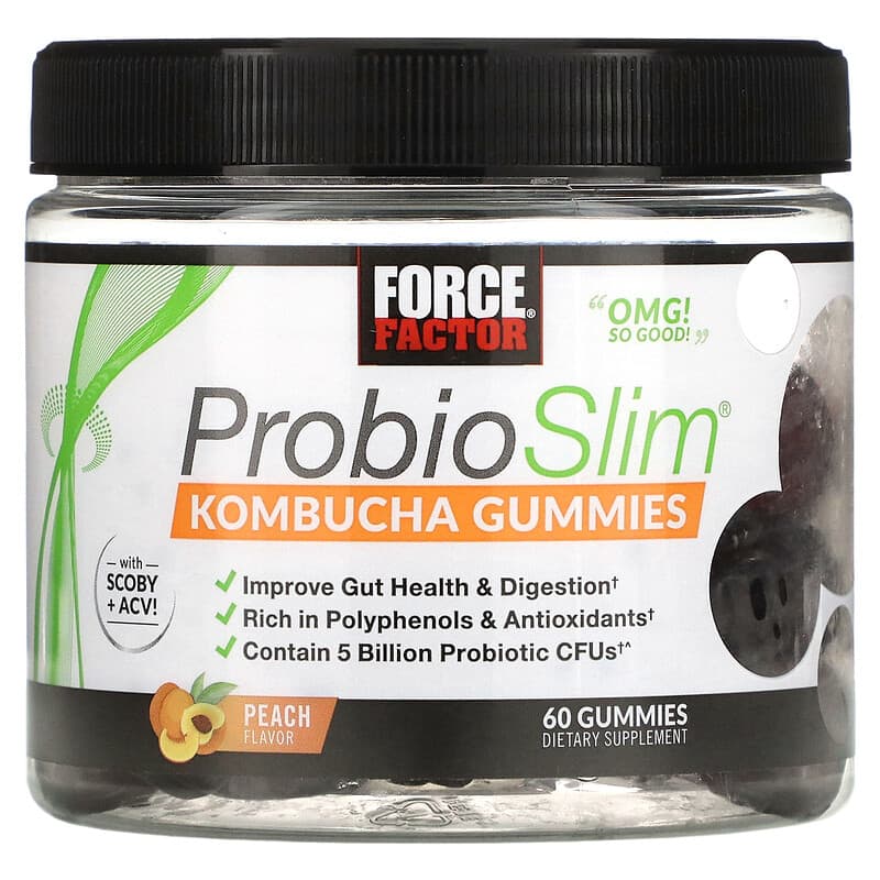 Force Factor ProbioSlim Kombucha Gummies Peach 60 Gummies 818594017225