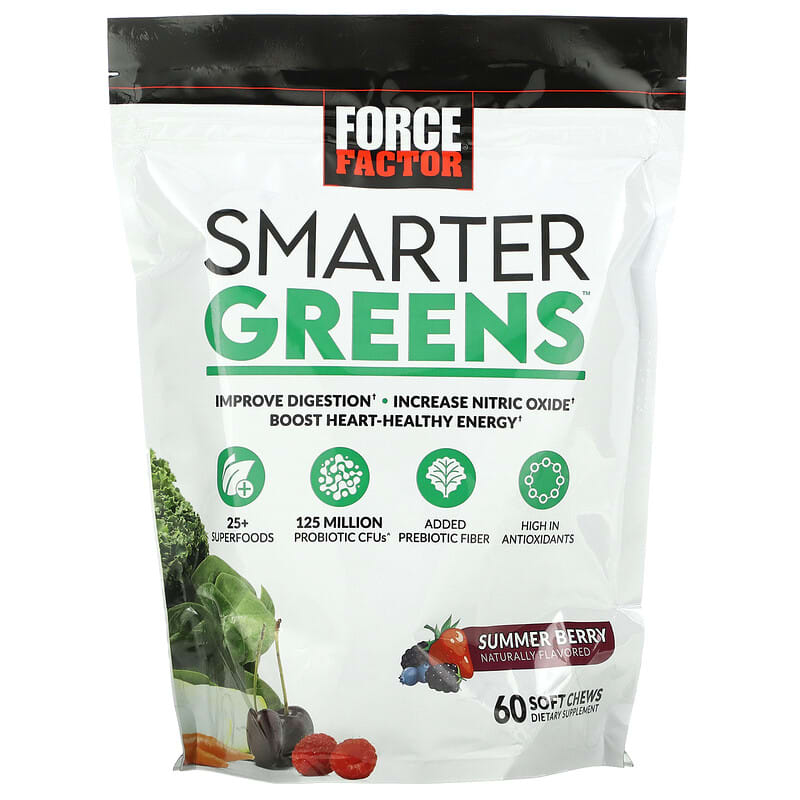 Force Factor Smarter Greens Summer Berry 60 Soft Chews 818594017133