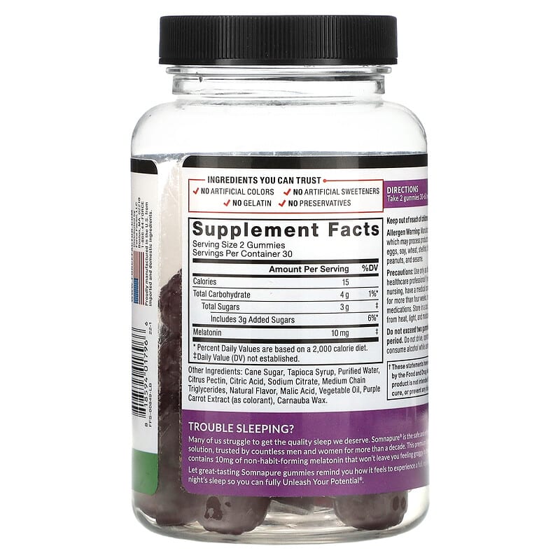 Force Factor, Somnapure, Great Tasting Melatonin Gummies, Dream Berry, 5 mg, 60 Gummies 818594017966