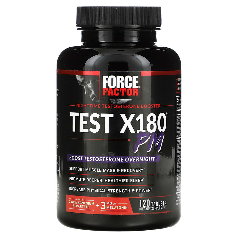 Force Factor, Test X180 PM, Nighttime Testosterone Booster, 120 Tablets 818594016877