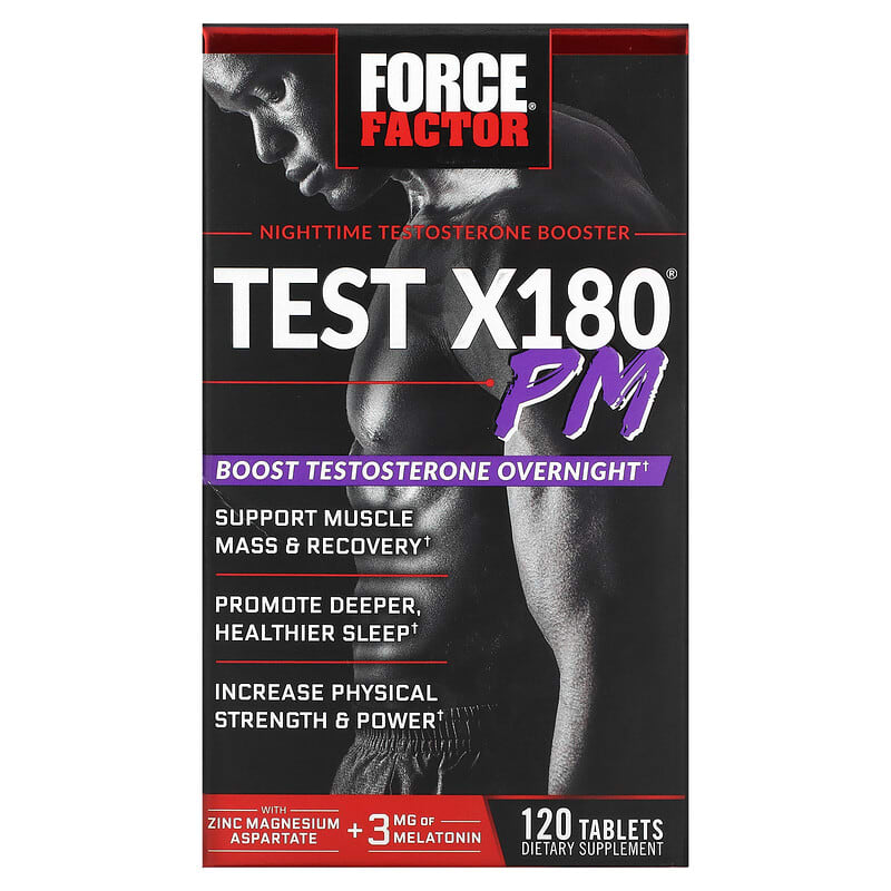 Force Factor Test X180 PM Nighttime Testosterone Booster 120 Tablets 818594016877
