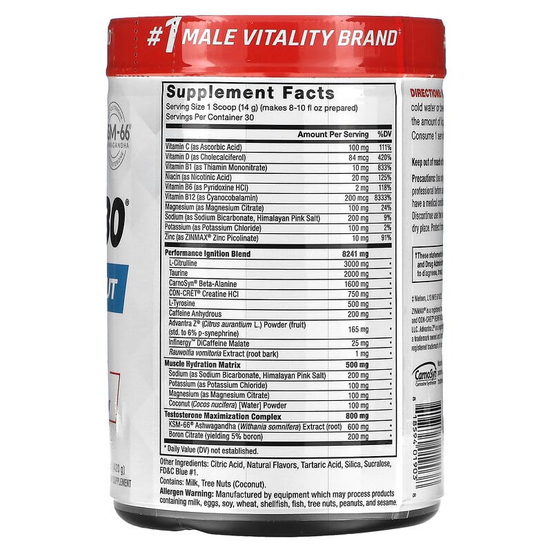 Force Factor, TestX180, Preworkout, Blue Raspberry, 14.8 oz (420 g) 818594019038