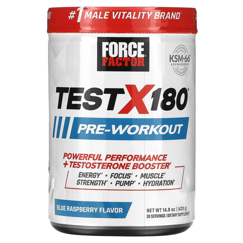 Force Factor TestX180 Preworkout Blue Raspberry 14.8 oz (420 g) 818594019038