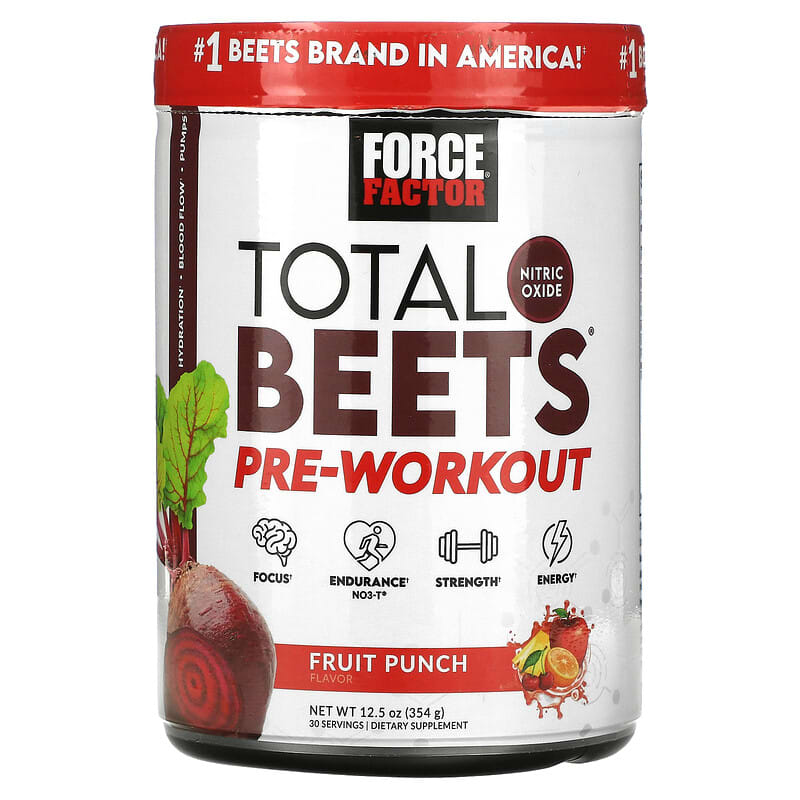 Force Factor Total Beets Pre-Workout Fruit Punch 12.5 oz (354 g) 818594018581