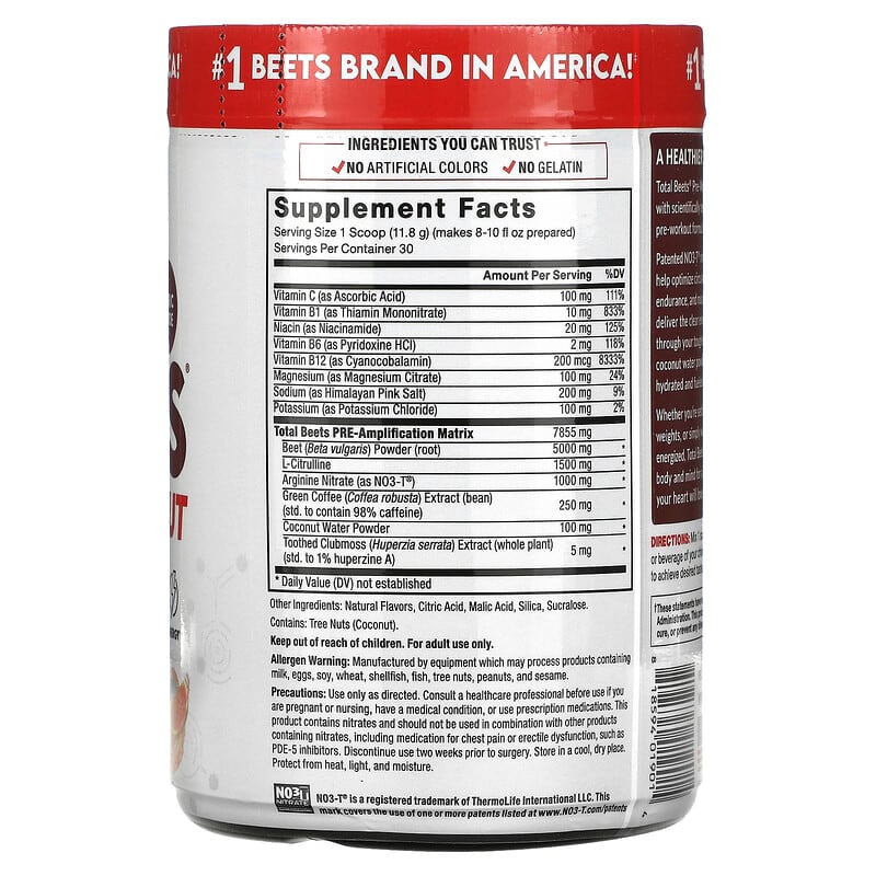 Force Factor, Total Beets, Pre-Workout, Watermelon, 12.5 oz (354 g) 818594019014