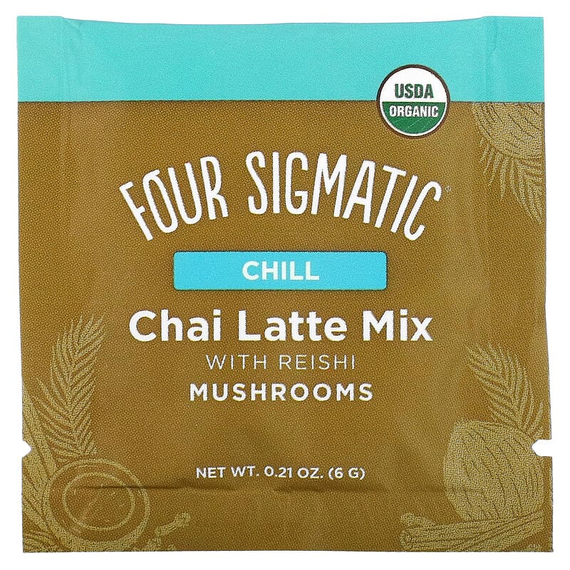 Four Sigmatic, Chai Latte Mix with Reishi Mushrooms, 10 Packets, 0.21 oz (6 g) Each 816897020829