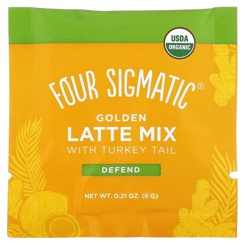 Four Sigmatic, Golden Latte Mix with Turkey Tail, 10 Packets, 0.21 oz (6 g) Each 816897020782
