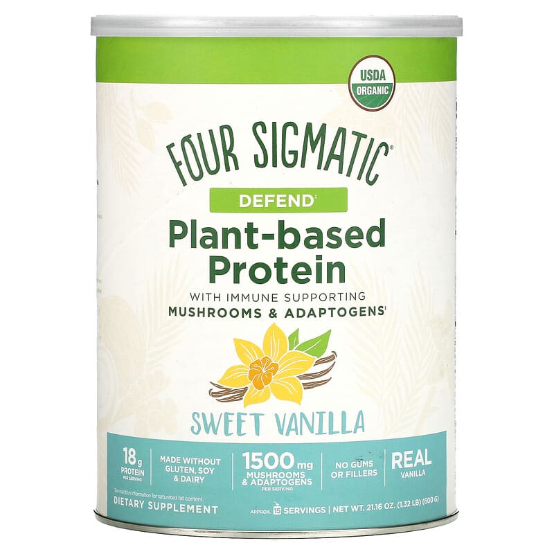 Four Sigmatic Plant-Based Protein with Immune Supporting Mushrooms & Adaptogens Sweet Vanilla 1.32 lb (600 g) 816897022342