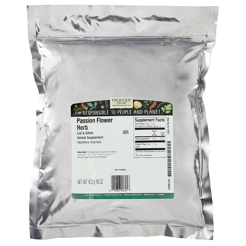 Frontier Co-Op, Cut & Sifted Passion Flower Herb, 16 oz (453 g) 89836006257