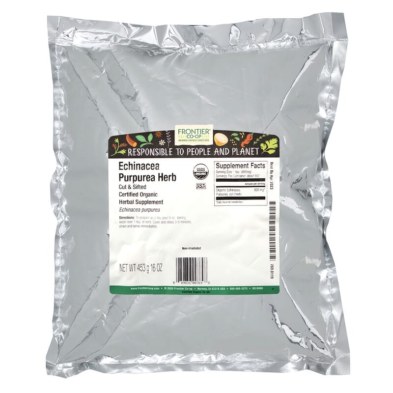Frontier Co-Op, Organic Cut & Sifted Echinacea Purpurea Herb, 16 oz (453 g) 89836007698