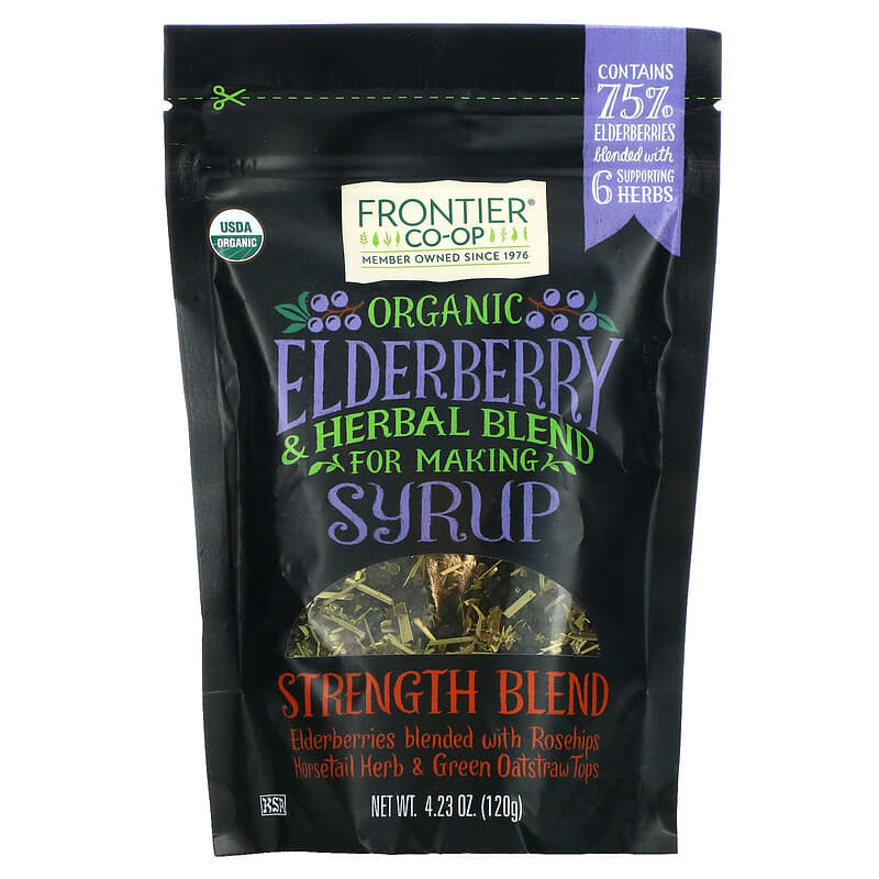 Frontier Co-Op Organic Elderberry & Herbal Blend For Making Syrup Strength Blend 4.23 oz (120 g) 89836310859