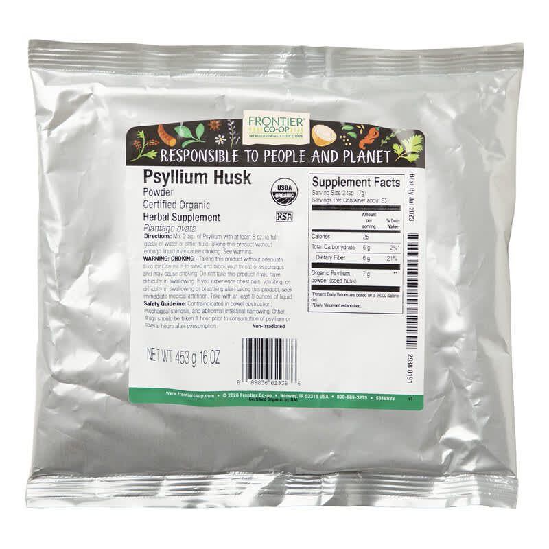 Frontier Co-Op, Organic Psyllium Husk Powder, 16 oz (453 g) 89836029386