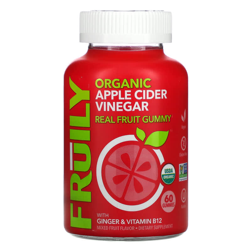 Fruily Organic Apple Cider Vinegar with Ginger & Vitamin B12 Mixed Fruit 60 Gummies 850019556001