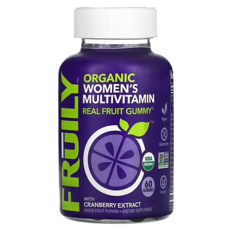 Fruily Organic Women's Multivitamin With Cranberry Extract Mixed Fruit 60 Gummies 850019556148