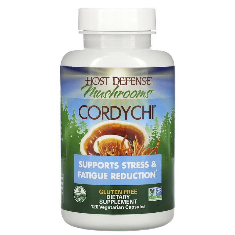 Fungi Perfecti Host Defense, Host Defense Mushrooms, Cordychi, Supports Stress & Fatigue Reduction, 120 Vegetarian Capsules 633422037431